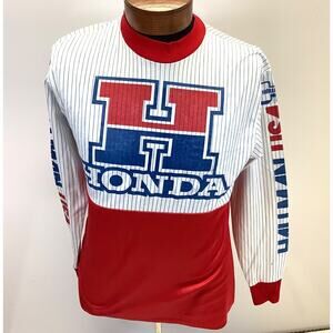 Vtg 70/80s Hallman Racing USA Honda Racing Jersey Shirt Motocross Long Sleeve Lg